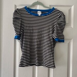 Maeve Black and White Striped Tee